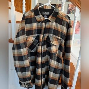 Bay Trading Company Flannel Men's Checkered Zipup Shirt Jacket - Earth Tones